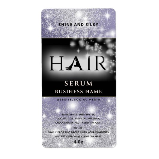 Matig elegant sparkle HAIR-serumlabel Etiket (Voorkant)