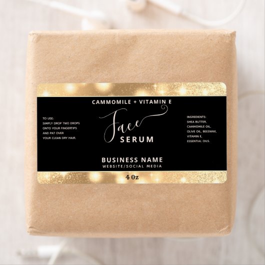 Matig elegant sparkle script face serumlabel etiket (Insitu)
