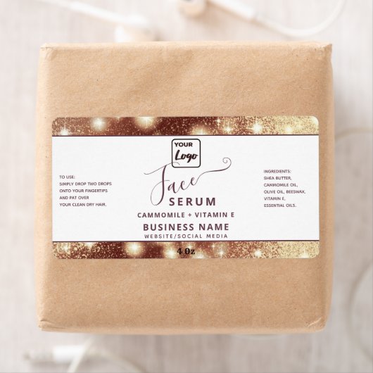 Matig elegant sparkle script face serumlabel etiket (Insitu)