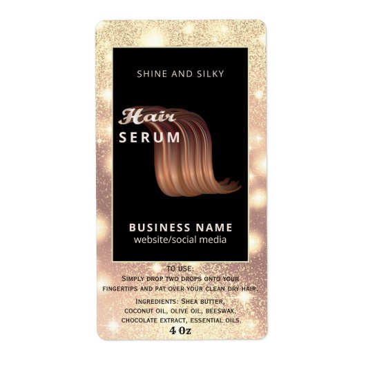 Matig elegant sparkle-script, serumlabel etiket (Voorkant)
