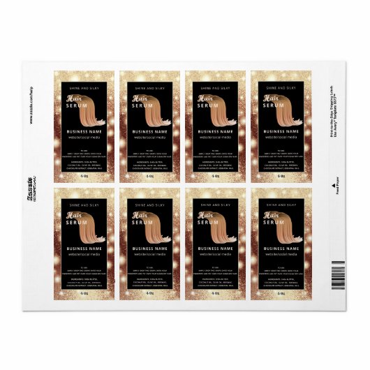 Matig elegant sparkle-script, serumlabel etiket (Full Sheet)
