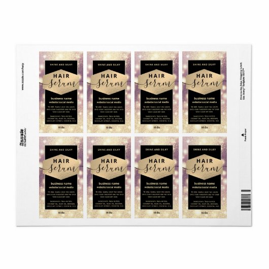 Matig elegant sparkle-script, serumlabel etiket (Full Sheet)