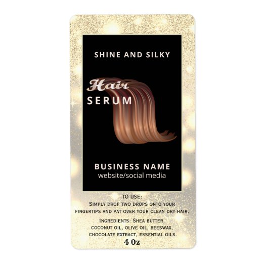 Matig elegant sparkle-script, serumlabel etiket (Voorkant)
