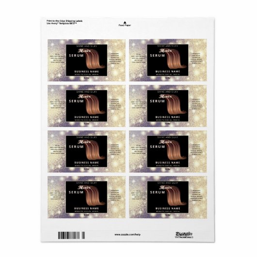 Matig elegant sparkle-script, serumlabel etiket (Full Sheet)