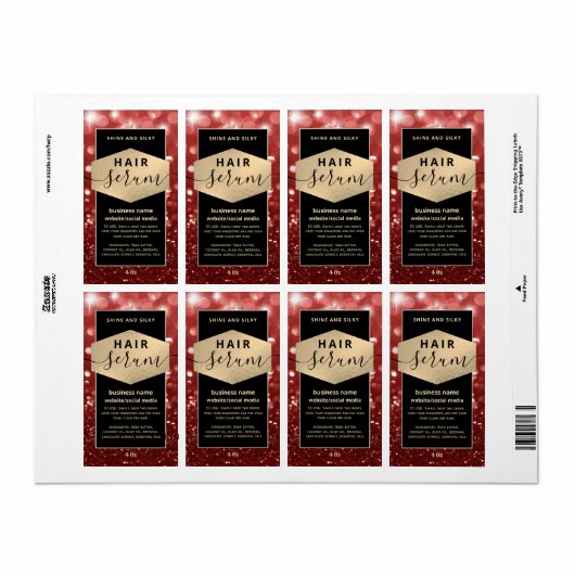 Matig elegant sparkle-script, serumlabel etiket (Full Sheet)