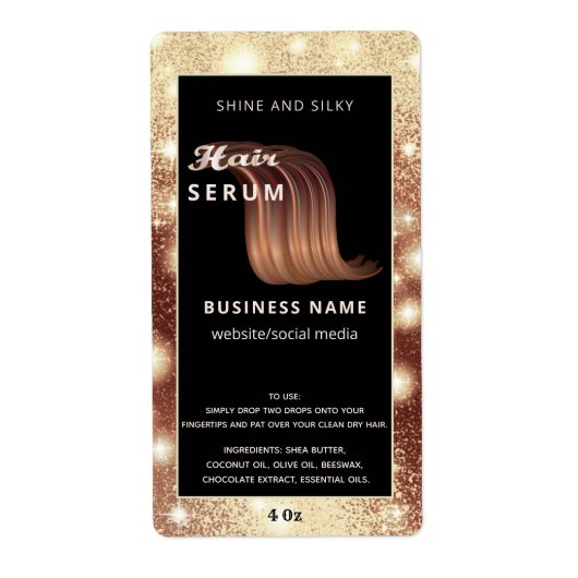 Matig elegant sparkle-script, serumlabel etiket (Voorkant)