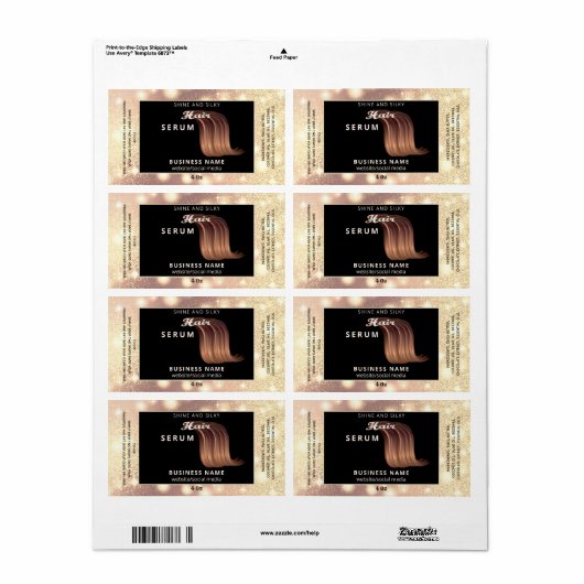 Matig elegant sparkle-script, serumlabel etiket (Full Sheet)