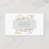 Matig Elegant Spring Wildbloemen Floral Grey Visitekaartje (Voorkant)