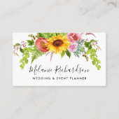 Matig Elegant Sunflower Greenery Floral Visitekaartje (Voorkant)