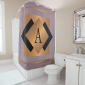 Matig elegant trendy goud, monogrammen zwart chic douchegordijn (In situ)