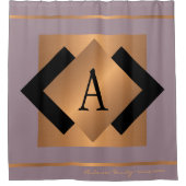 Matig elegant trendy goud, monogrammen zwart chic douchegordijn (Voorkant)