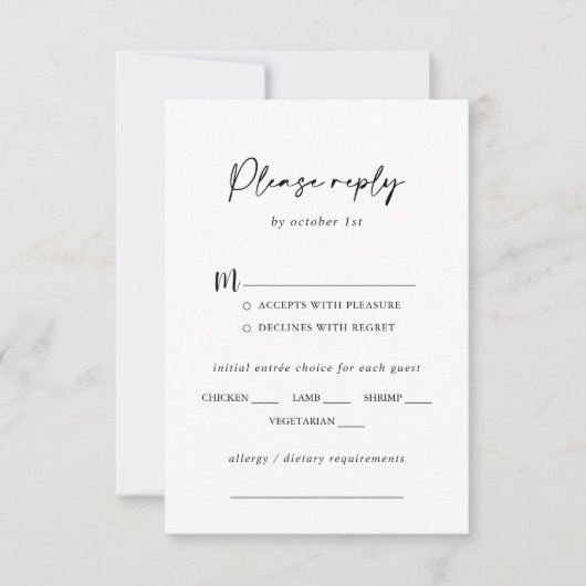 Matig Elegant Wedding Menu Keuze RSVP (Voorkant)