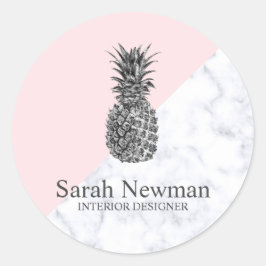 Matig elegant zilveranananasze ronde sticker