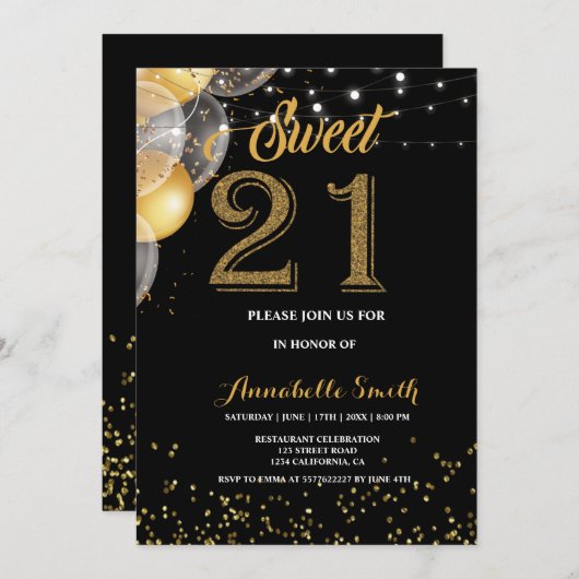 Matig elegant zoet 21 kaart (Voorkant / Achterkant)