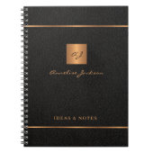 Matig elegant zwart goud, monogrammen naam notitieboek (Voorkant)