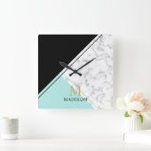 Matig elegant zwart marmer vierkante klok (Huis)