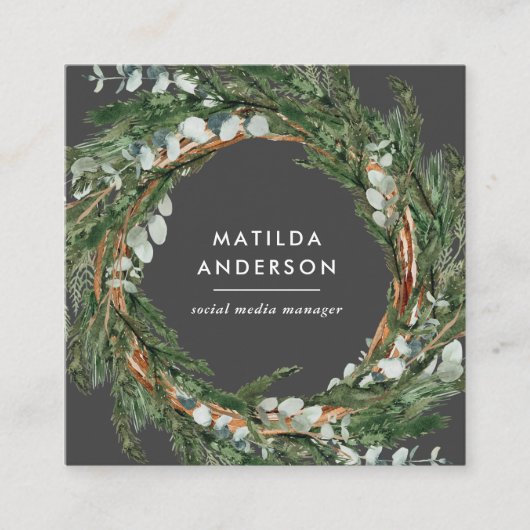Matig elegante eucalyptusbotanische baard vierkante visitekaartje (Voorkant)