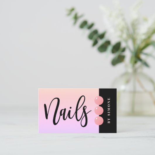 Matig elegante nagellak zakt pastelroze nagels visitekaartje (Staand voorkant)