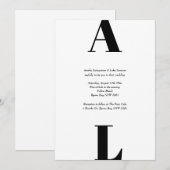 Matig en eenvoudig initiaal zwart-wit kaart (Voorkant / Achterkant)