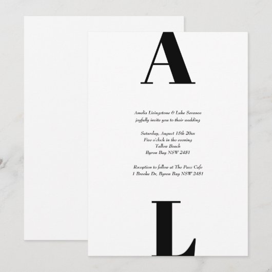 Matig en eenvoudig initiaal zwart-wit kaart (Voorkant / Achterkant)