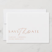 Matig en elegant Roos Blush Gold Script Save The Date (Voorkant)