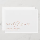 Matig en elegant Roos Blush Gold Script Save The Date (Voorkant / Achterkant)