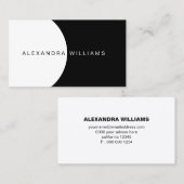 Matig en elegant zwart en wit visitekaartje (Voorkant / Achterkant)