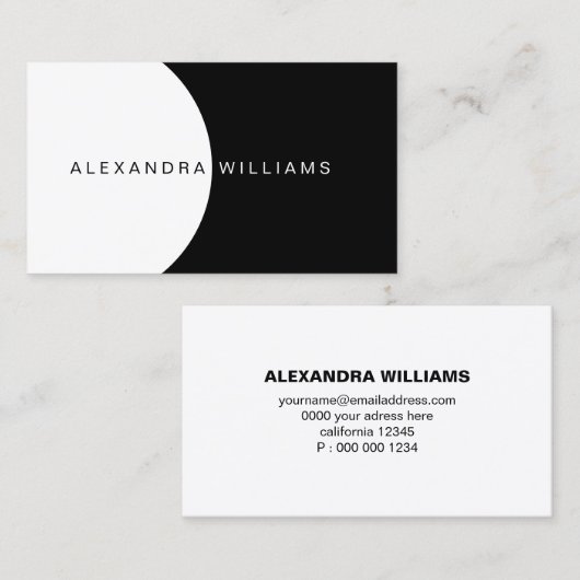 Matig en elegant zwart en wit visitekaartje (Voorkant / Achterkant)