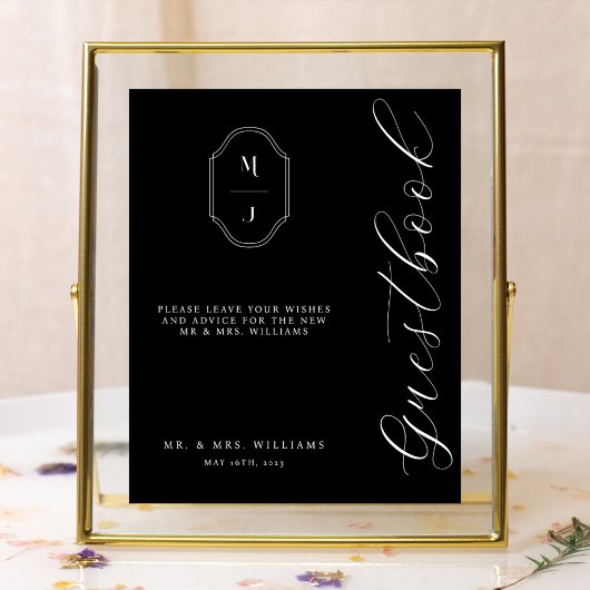 Matig en minimaal Guestbook script zwart Poster