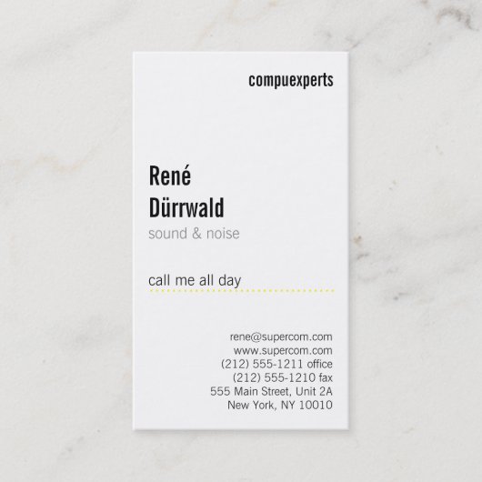 Matig en ongebruikelijk visitekaartje (Voorkant)