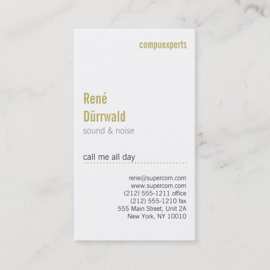 Matig en ongebruikelijk visitekaartje (Voorkant)