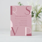 Matig en Trendy Bourgogne Monochromatische bruilof RSVP Kaartje (Staand voorkant)