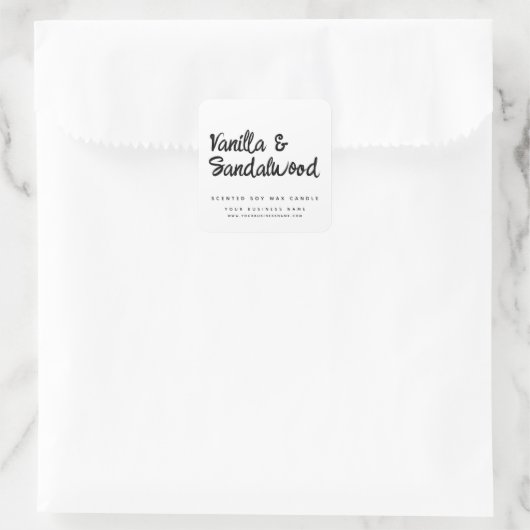 Matig etiket met witte zeugenkaars (Tas)