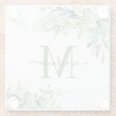 Matig Eucalyptus Botanische Floral Monogram Glazen Onderzetter (Achterkant)
