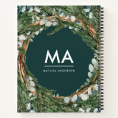 Matig eucalyptus botanische loof met initiaal notitieboek (Achterkant)