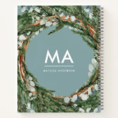 Matig eucalyptus botanische loof met initiaal notitieboek (Achterkant)