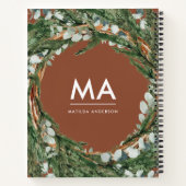 Matig eucalyptus botanische loof met initiaal notitieboek (Achterkant)