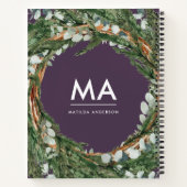 Matig eucalyptus botanische loof met initiaal notitieboek (Achterkant)