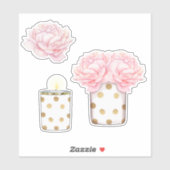 Matig Fancy meisje met roze gouden Stippen Sticker (Vel)