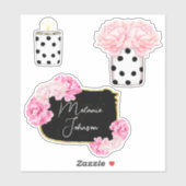 Matig Fancy meisje met roze zwarte Stippen Sticker (Vel)