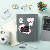 Matig Fancy meisje met roze zwarte Stippen Sticker (iPad Cover)