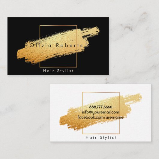 Matig Faux Gold Abstract penseel zwart Visitekaartje (Voorkant / Achterkant)