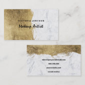 Matig faux goudfolie pushstrokes marmer Makeup Visitekaartje (Voorkant / Achterkant)