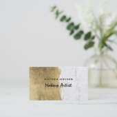Matig faux goudfolie pushstrokes marmer Makeup Visitekaartje (Staand voorkant)