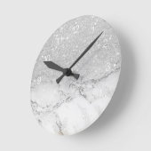 Matig faux grijs zilverglitter ombre witte marmer ronde klok (Hoek)