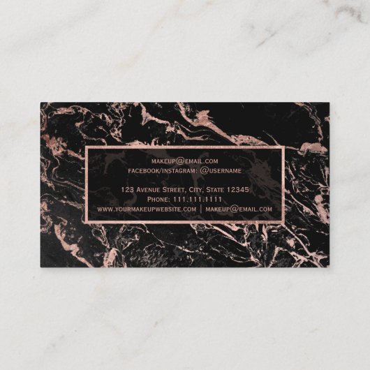 Matig faux roos goudmarmer visitekaartje (Achterkant)