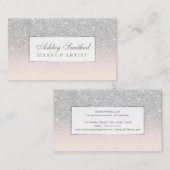 Matig faux zilveren glitter blush ombre make-up visitekaartje (Voorkant / Achterkant)