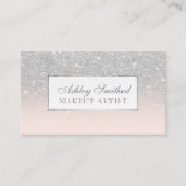 Matig faux zilveren glitter blush ombre make-up visitekaartje (Voorkant)