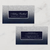 Matig faux zilveren glitter marvy blue ombre make- visitekaartje (Voorkant / Achterkant)