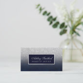 Matig faux zilveren glitter marvy blue ombre make- visitekaartje (Staand voorkant)